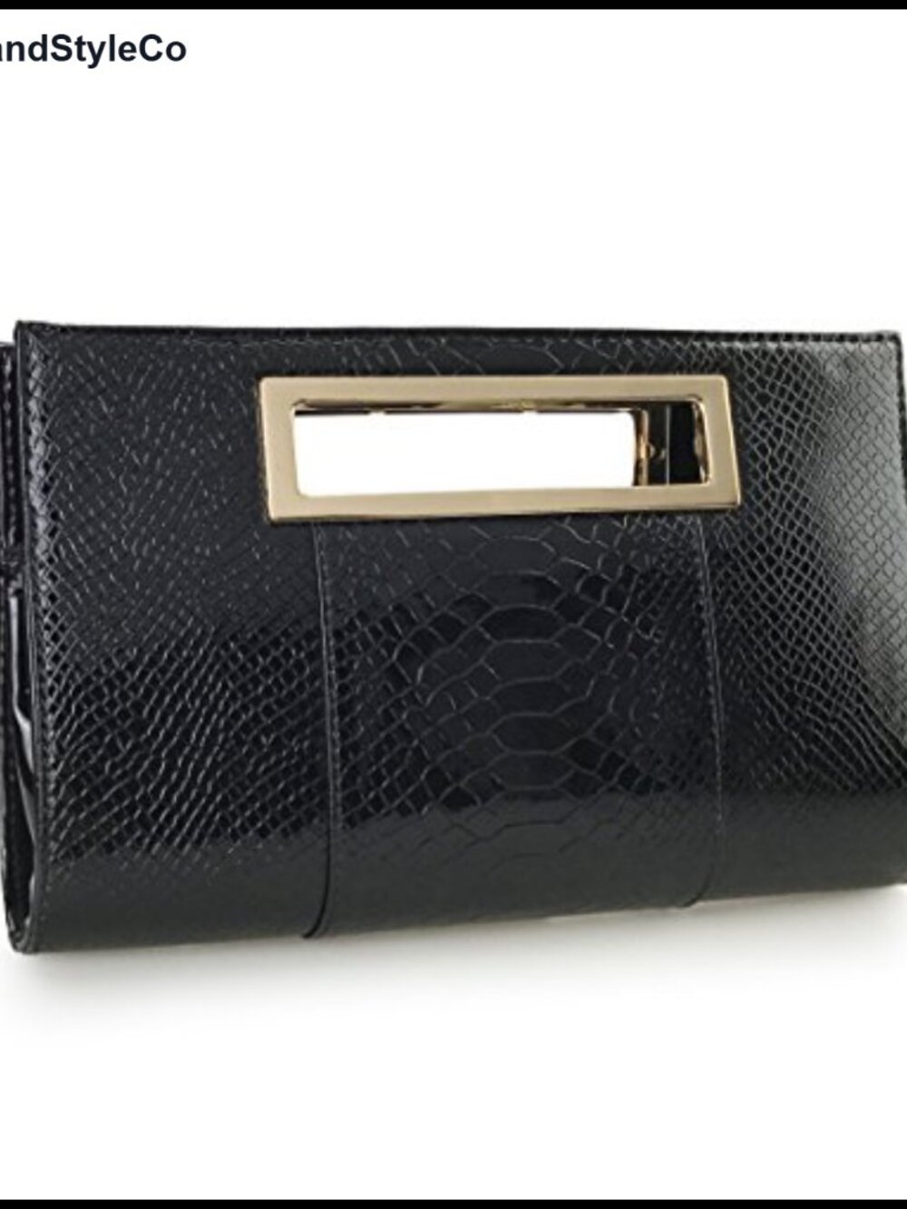 Faux Leather Crocodile Pattern Clutch with Chain Strap Metal Grip